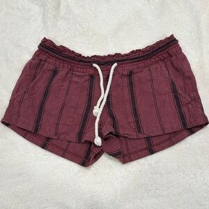 Roxy Burgundy and Black Striped Athletic Shorts